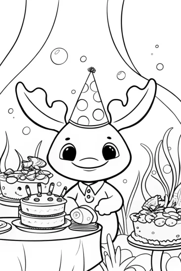 A coloring page of Axolotl Garden Party Coloring Page