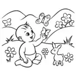 Baby’s Magical Butterfly Adventure Coloring Page