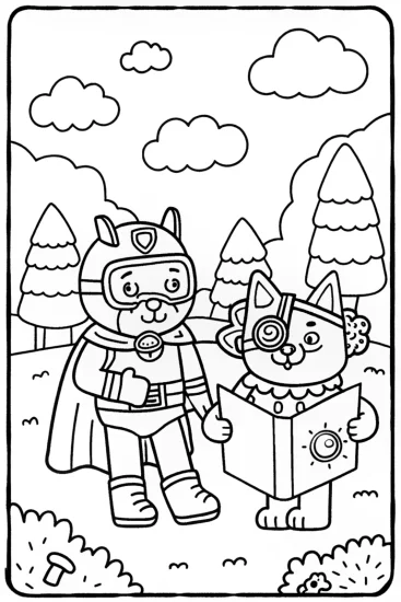 A coloring page of Super Hero Pets Unite Coloring Page