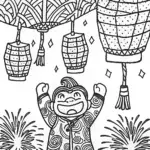 Goku’s Festival of Lights Coloring Page
