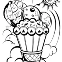 Ice Cream Adventure in Dreamland Coloring Page