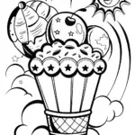 Ice Cream Adventure in Dreamland Coloring Page
