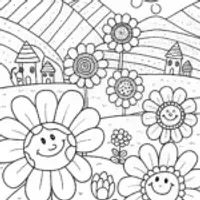 Whimsical Flower Kingdom Coloring Page