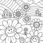Whimsical Flower Kingdom Coloring Page