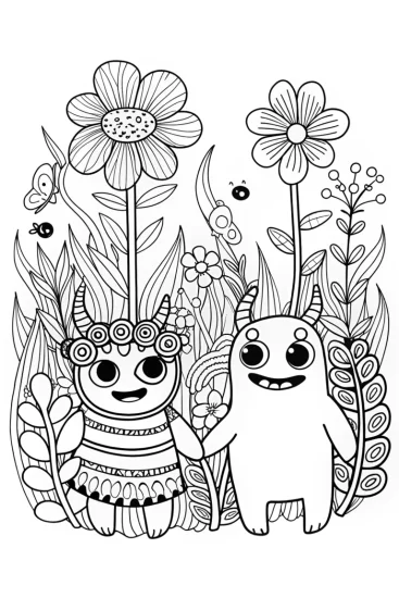 A coloring page of Monster Garden Guardians Coloring Page