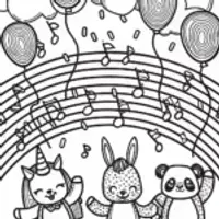 Rainbow Friends Dance Party Coloring Page
