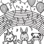 Rainbow Friends Dance Party Coloring Page