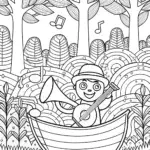 Mario’s Adventure on the Musical River Coloring Page