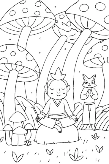 A coloring page of Demon Slayer in the Enchanted Forest Coloring Page