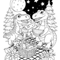 Dino Diners Under the Stars Coloring Page