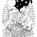 Dino Diners Under the Stars Coloring Page