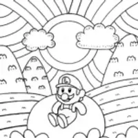 Luigi’s Adventure on Cloud Nine Coloring Page