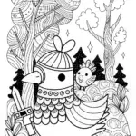 Chickens on a Quest for the Golden Egg Coloring Page