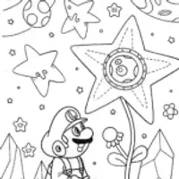 Luigi’s Galactic Garden Adventure Coloring Page