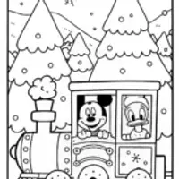 Mickey Mouse Christmas Train Ride Coloring Page