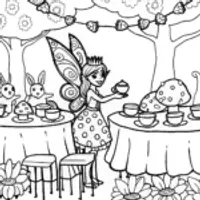 Fairy Tea Party Coloring Page
