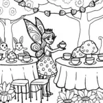 Fairy Tea Party Coloring Page