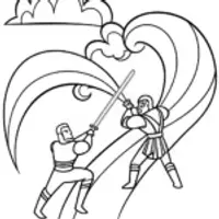 Champion’s Enchanted Duel in the Sky Coloring Page
