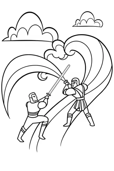 A coloring page of Champion’s Enchanted Duel in the Sky Coloring Page