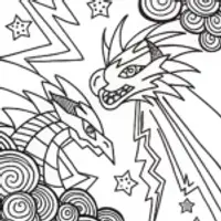 Celestial Dance of Zekrom and Reshiram Coloring Page