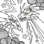 Celestial Dance of Zekrom and Reshiram Coloring Page