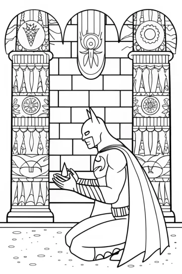 A coloring page of Batman and the Magical Artifacts Coloring Page