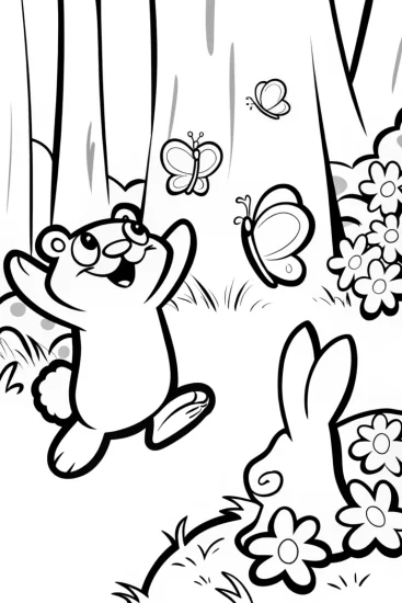 A coloring page of Rainbow Friends’ Magical Forest Adventure Coloring Page