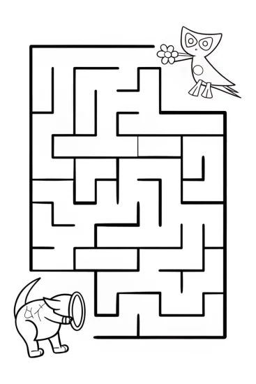A coloring page of Super Pet Explorers in the Labyrinth Coloring Page
