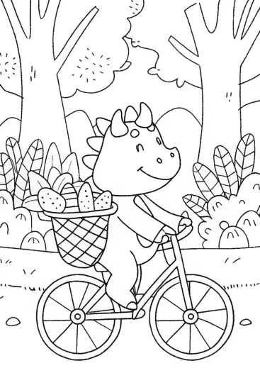 A coloring page of Triceratops Delivery Service Coloring Page