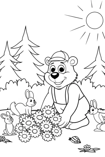 A coloring page of Bowser the Friendly Forest Guardian Coloring Page