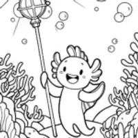 Axolotl’s Magical Lantern Festival Coloring Page
