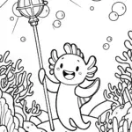Axolotl’s Magical Lantern Festival Coloring Page