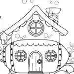 Gingerbread submarine in an underwater world coloring page