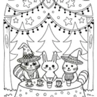 The Enchanted Halloween Tea Party Coloring Page