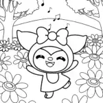Kuromi’s Enchanted Music Garden Coloring Page