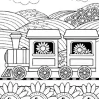 The Whimsical Flower Train Coloring Page