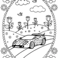 Lamborghini Adventure in a Dreamland Coloring Page