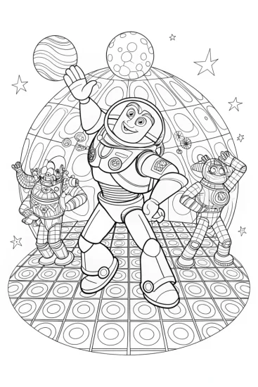 A coloring page of Buzz Lightyear’s Galactic Dance-off Coloring Page