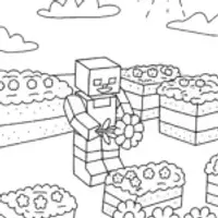 Minecraft Sky Garden Adventure Coloring Page