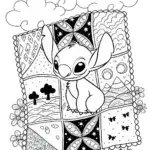 Stitch’s Dreamy Quilt Adventure Coloring Page