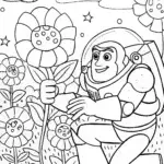 Buzz Lightyear’s Floral Galaxy Quest Coloring Page