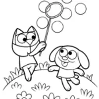 Bluey and Bingo’s Magical Bubble Adventure Coloring Page
