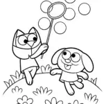 Bluey and Bingo’s Magical Bubble Adventure Coloring Page