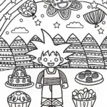 Goku’s Galactic Garden Party Coloring Page
