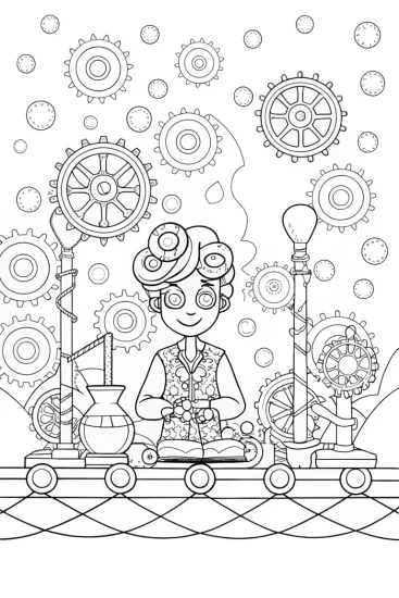 A coloring page of The Enchanted Workshop Coloring Page