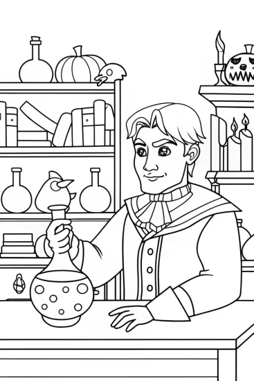 A coloring page of Bowser’s Magical Potion Laboratory Coloring Page