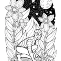 Miles Morales in the Cosmic Garden Coloring Page