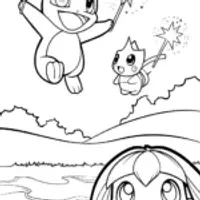 Celestial Guardian Trio Coloring Page