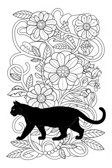 A coloring page of The Black Panther’s Secret Garden Coloring Page