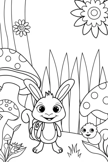 A coloring page of Axolotl’s Nature Quest Coloring Page
